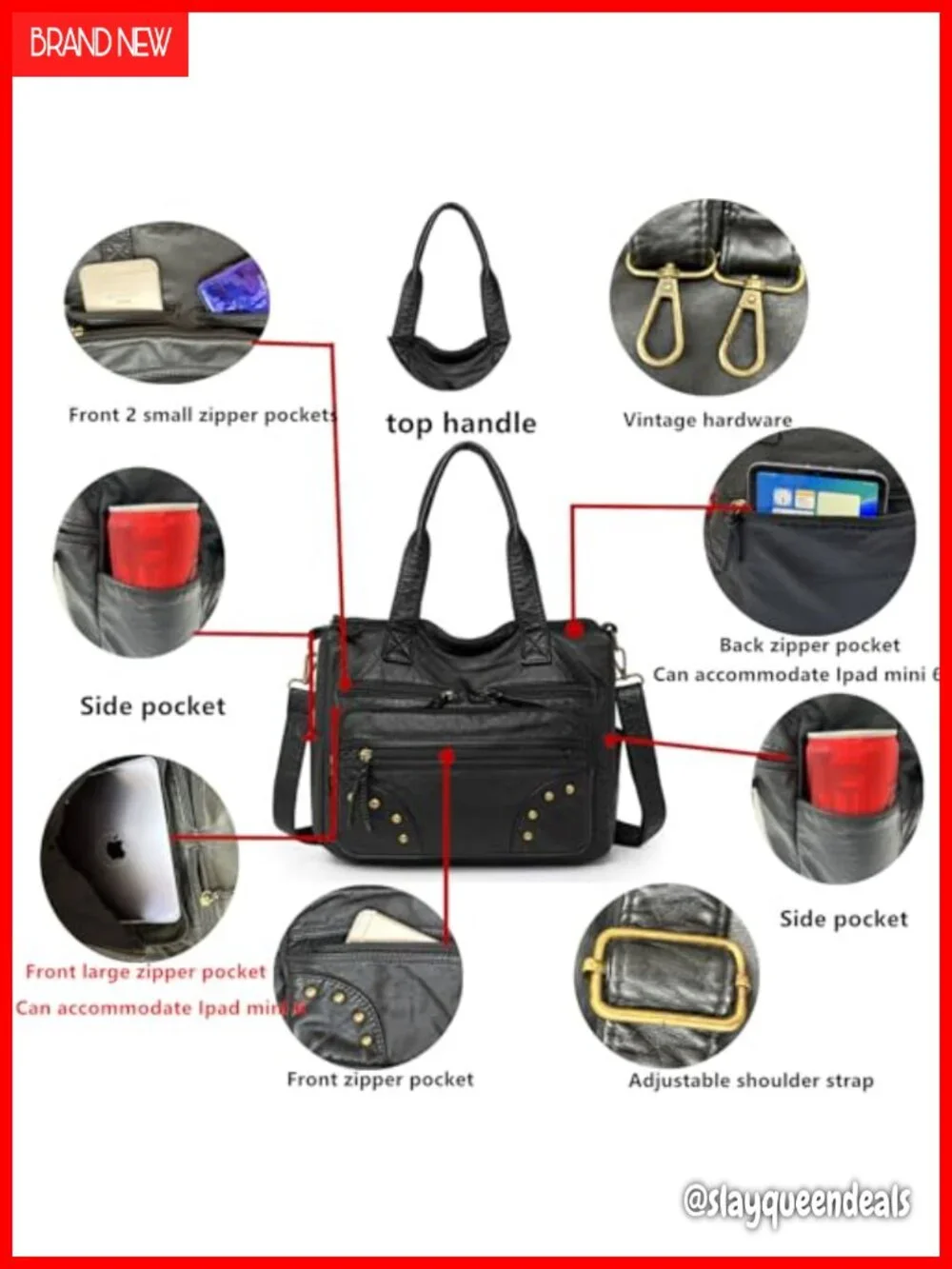 PU Leather Hobo Handbag Purse Top Handle Satchel